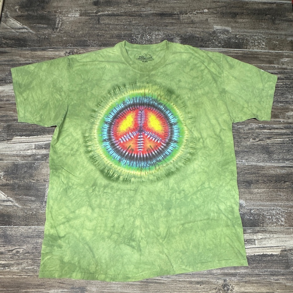 The Mountain Tie Dye Peace Sign Graphic Tee 2XL Hippie Festival GUC
